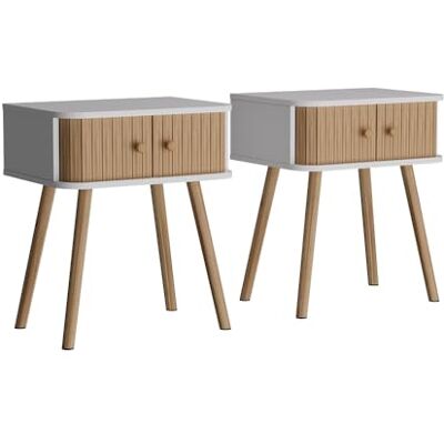 Vicco Table de Chevet Germo, Blanc/Bambou, Lot de 2, Convient comme Table de Chevet ou Table d’appoint - Publicité Vicco Table de Chevet Germo, Blanc/Bambou, Lot de 2, Convient comme Table de Chevet ou Table d’appoint - Publicité