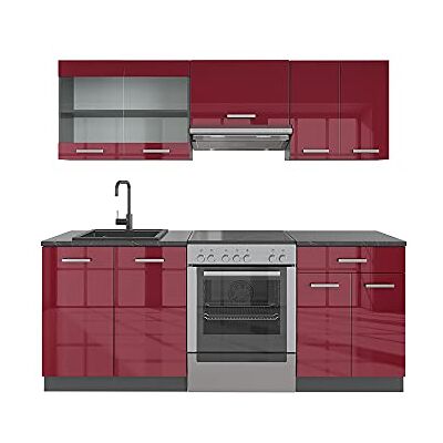 Vicco Cuisine R-Line, Rouge Brillant/Anthracite, 200cm sans PT, adapté à Une Extension individuelle avec des modules supplémentaires - Publicité Vicco Cuisine R-Line, Rouge Brillant/Anthracite, 200cm sans PT, adapté à Une Extension individuelle avec des modules supplémentaires - Publicité