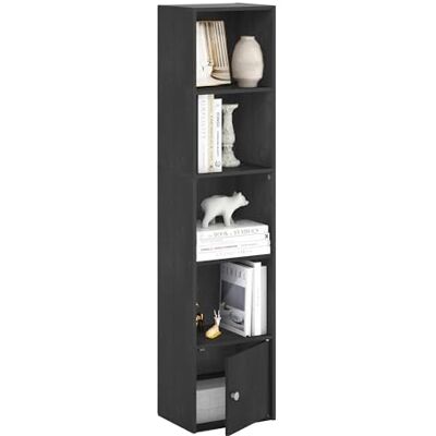 Furinno Luder Bibliothèque à 5 Niveaux avec 1 Porte de Rangement, Bois Noir - Publicité Furinno Luder Bibliothèque à 5 Niveaux avec 1 Porte de Rangement, Bois Noir - Publicité