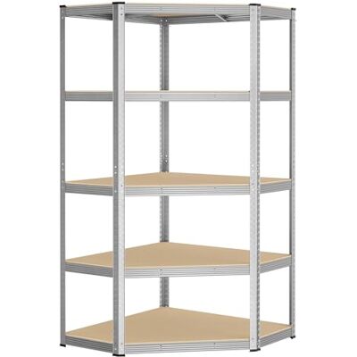 SONGMICS Étagères d’Angle à 5 Niveaux, Étagères de Rangement en Acier, Charge Lourde, Garage, Entrepôt, Capacité de Charge 875 kg, Argent et Beige Naturel GLR080E01 - Publicité SONGMICS Étagères d’Angle à 5 Niveaux, Étagères de Rangement en Acier, Charge Lourde, Garage, Entrepôt, Capacité de Charge 875 kg, Argent et Beige Naturel GLR080E01 - Publicité