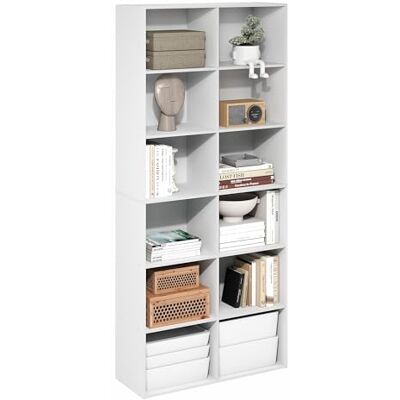 Furinno Basic Étagère, Bibliothèque À 12 Cubes, Étagère Ouverte, Rangement Cubique, 12 X 32 X 71 Cm, pour Salon, Bureau, Blanc - Publicité Furinno Basic Étagère, Bibliothèque À 12 Cubes, Étagère Ouverte, Rangement Cubique, 12 X 32 X 71 Cm, pour Salon, Bureau, Blanc - Publicité