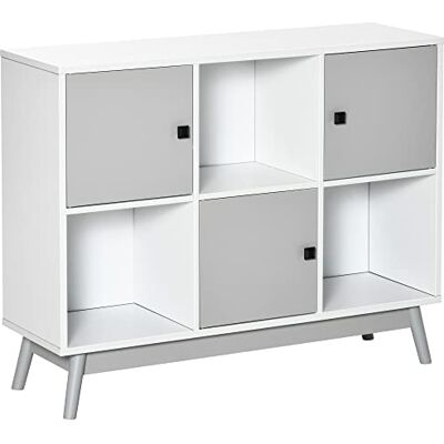HOMCOM Buffet Salon, Meuble de Rangement 9 Cubes avec 3 Portes et 3 Compartiments Ouverts, Pieds en Bois de pin, Style Moderne, Buffet Salle à Manger, Cuisine et Salon, 96x30x75cm, Blanc et Gris - Publicité HOMCOM Buffet Salon, Meuble de Rangement 9 Cubes avec 3 Portes et 3 Compartiments Ouverts, Pieds en Bois de pin, Style Moderne, Buffet Salle à Manger, Cuisine et Salon, 96x30x75cm, Blanc et Gris - Publicité