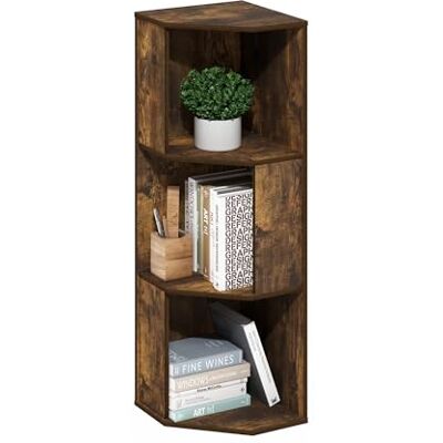 Furinno ECON, Étagère d'angle, Étagère d'angle À 5 Niveaux, Rangement, Présentoir Bibliothèque, Rangement, Salon/Bureau, Pin Ambré - Publicité Furinno ECON, Étagère d'angle, Étagère d'angle À 5 Niveaux, Rangement, Présentoir Bibliothèque, Rangement, Salon/Bureau, Pin Ambré - Publicité