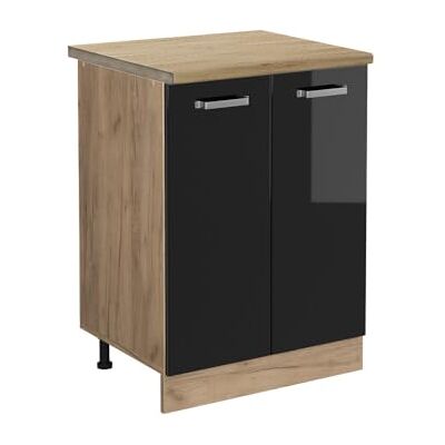 Vicco Meuble Bas de Cuisine R-Line, Noir Haute Brillance, 60cm, PT Chêne, pour Une Combinaison Libre au Sein de systèmes de Cuisine modulaires - Publicité Vicco Meuble Bas de Cuisine R-Line, Noir Haute Brillance, 60cm, PT Chêne, pour Une Combinaison Libre au Sein de systèmes de Cuisine modulaires - Publicité