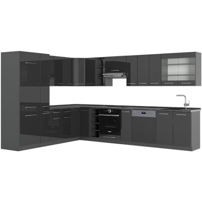 Vicco Cuisine en Angle Fame-Line, Anthracite Haute Brillance, 347x46cm sans PT, pour Une Planification de Cuisine Flexible et Une Extension modulaire - Publicité Vicco Cuisine en Angle Fame-Line, Anthracite Haute Brillance, 347x46cm sans PT, pour Une Planification de Cuisine Flexible et Une Extension modulaire - Publicité
