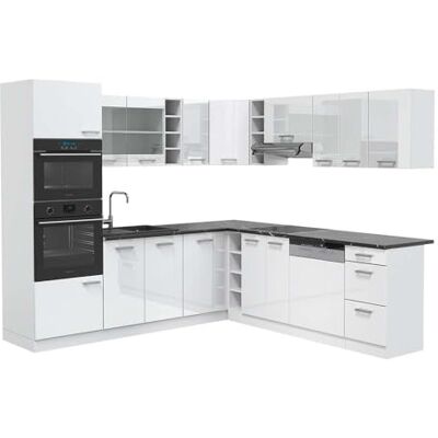 Vicco Cuisine en Angle R-Line, Blanc Haute Brillance, 247x60cm, PT Anthracite, pour Une Disposition Flexible et Une Extension modulaire - Publicité Vicco Cuisine en Angle R-Line, Blanc Haute Brillance, 247x60cm, PT Anthracite, pour Une Disposition Flexible et Une Extension modulaire - Publicité