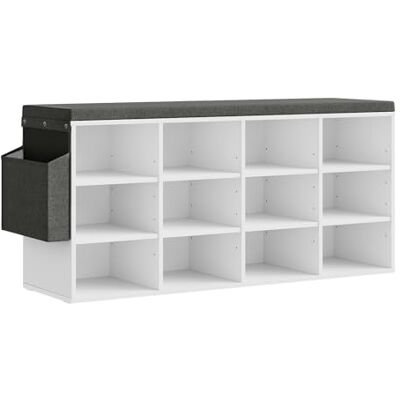 WOLTU Banc de Rangement à Chaussures, Meuble d’Entrée pour Chaussures, Étagère Autoportante à 12 Compartiments en Panneau Aggloméré avec Coussin en Tissu Gris, Blanc, 102x30x48,5 cm - Publicité WOLTU Banc de Rangement à Chaussures, Meuble d’Entrée pour Chaussures, Étagère Autoportante à 12 Compartiments en Panneau Aggloméré avec Coussin en Tissu Gris, Blanc, 102x30x48,5 cm - Publicité
