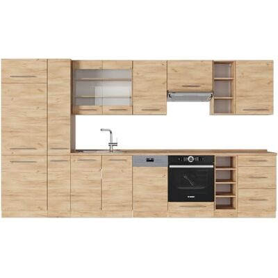Vicco Cuisine Fame-Line, Chêne de Force doré, 355cm sans PT, adapté à Une Extension individuelle avec des modules supplémentaires - Publicité Vicco Cuisine Fame-Line, Chêne de Force doré, 355cm sans PT, adapté à Une Extension individuelle avec des modules supplémentaires - Publicité