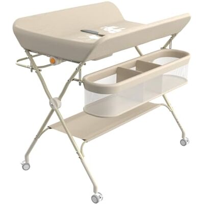 LANTUS Table à Langer Mobile pour Bébé, Pliable avec Hauteur Réglable sur 5 Niveaux Poubelle Panier de Rangement Etagère Roues Verrouillables, pour Chambre de Bébé,75 * 68 * 83-91cm (A) Blanc crème - Publicité LANTUS Table à Langer Mobile pour Bébé, Pliable avec Hauteur Réglable sur 5 Niveaux Poubelle Panier de Rangement Etagère Roues Verrouillables, pour Chambre de Bébé,75 * 68 * 83-91cm (A) Blanc crème - Publicité