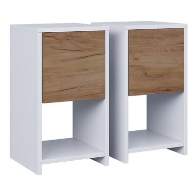Vicco Table de Nuit Evo, Chêne Blanc/Force de l'or, Lot de 2, Convient pour Le Rangement de Livres, Lampes et Objets du Quotidien - Publicité Vicco Table de Nuit Evo, Chêne Blanc/Force de l'or, Lot de 2, Convient pour Le Rangement de Livres, Lampes et Objets du Quotidien - Publicité