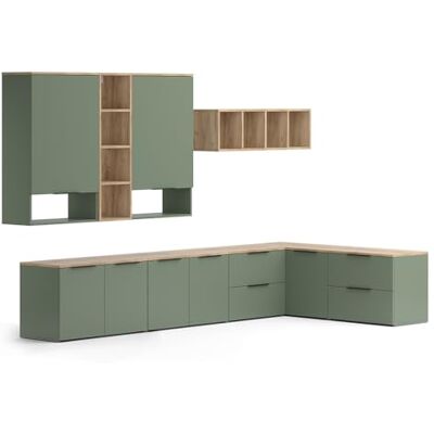 Vicco Meuble-paroi Wido, Vert, 9 Parties, combinable avec d'autres éléments de la série Wido - Publicité Vicco Meuble-paroi Wido, Vert, 9 Parties, combinable avec d'autres éléments de la série Wido - Publicité
