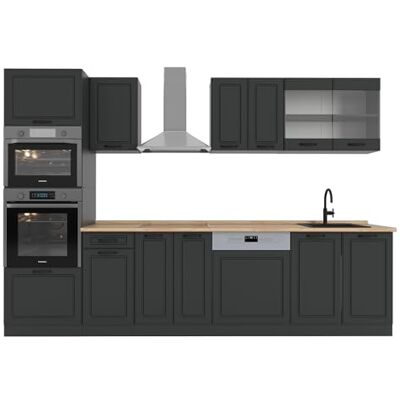 Vicco Cuisine R-Line, Anthracite Campagne, 300cm avec Armoire Haute, PT Chêne, adapté à la Combinaison et à l’Extension Individuelles - Publicité Vicco Cuisine R-Line, Anthracite Campagne, 300cm avec Armoire Haute, PT Chêne, adapté à la Combinaison et à l’Extension Individuelles - Publicité