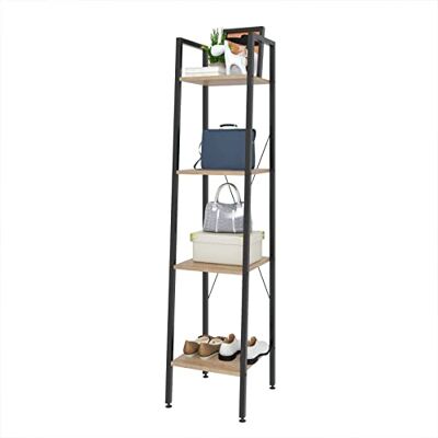 eSituro Étagère de Rangement à 4 Niveaux, en Métal et Bois Aggloméré, 34x35x148cm,Chêne Clair+Noir SSTR0021 - Publicité eSituro Étagère de Rangement à 4 Niveaux, en Métal et Bois Aggloméré, 34x35x148cm,Chêne Clair+Noir SSTR0021 - Publicité