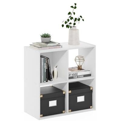 Furinno PELLI Étagère, Étagère 2X2, Meuble De Rangement Cubique, 29,5 X 61,5 X 61,5 Cm, pour Salon, Chambre, Bureau, Blanc - Publicité Furinno PELLI Étagère, Étagère 2X2, Meuble De Rangement Cubique, 29,5 X 61,5 X 61,5 Cm, pour Salon, Chambre, Bureau, Blanc - Publicité