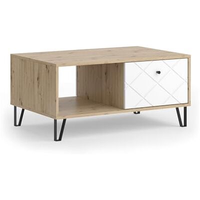 Vicco Table Basse Nizza, Chêne Artisan, 90.2x59.4cm avec Compartiment Ouvert et tiroir, pour Une Utilisation comme Surface de Rangement à côté du lit - Publicité Vicco Table Basse Nizza, Chêne Artisan, 90.2x59.4cm avec Compartiment Ouvert et tiroir, pour Une Utilisation comme Surface de Rangement à côté du lit - Publicité