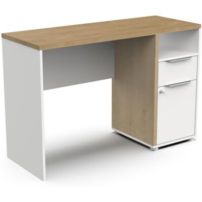 Demeyere Bureau Avec Rangement 1 Tiroir & 2 niches – Style Scandinave – Coloris Chêne Blanc Mat & Chêne Hamilton 116 x 77 x 45 cm - Publicité Demeyere Bureau Avec Rangement 1 Tiroir & 2 niches – Style Scandinave – Coloris Chêne Blanc Mat & Chêne Hamilton 116 x 77 x 45 cm - Publicité