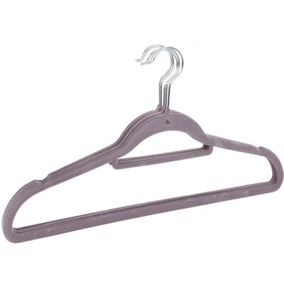 Linnea Lot de 5 Cintres avec Barre floqué Velours Gris - Publicité Linnea Lot de 5 Cintres avec Barre floqué Velours Gris - Publicité