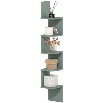 Furinno Rossi, Étagère Murale Flottante, Étagère d'angle Murale À 5 Niveaux en Zigzag, Étagère d'angle Radiale, pour Salon, Chambre, Salle De Bain, Bureau, Vert Sauge - Publicité Furinno Rossi, Étagère Murale Flottante, Étagère d'angle Murale À 5 Niveaux en Zigzag, Étagère d'angle Radiale, pour Salon, Chambre, Salle De Bain, Bureau, Vert Sauge - Publicité