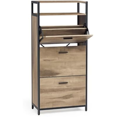 VASAGLE Meuble à Chaussures, Porte-Chaussures Fin, Meuble de Rangement à 3 Abattants, pour 12-18 Paires, Anti-poussière, 30 x 60 x 130 cm, pour Entrée, Marron Camel et Noir d'encre LBS101B01 - Publicité VASAGLE Meuble à Chaussures, Porte-Chaussures Fin, Meuble de Rangement à 3 Abattants, pour 12-18 Paires, Anti-poussière, 30 x 60 x 130 cm, pour Entrée, Marron Camel et Noir d'encre LBS101B01 - Publicité
