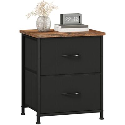 Somdot Table de Chevet, Petit Table de Nuit en Tissu, Chevet de Lit pour Chambre à Coucher Salon Enfant Adulte, 30P x 42l x 50H (2 Tiroirs), Brun Rustique Noir - Publicité Somdot Table de Chevet, Petit Table de Nuit en Tissu, Chevet de Lit pour Chambre à Coucher Salon Enfant Adulte, 30P x 42l x 50H (2 Tiroirs), Brun Rustique Noir - Publicité