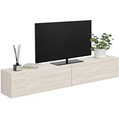 IDMarket Meuble TV 180 cm Suspendu Elio 2 Portes Bois Effet travertin - Publicité IDMarket Meuble TV 180 cm Suspendu Elio 2 Portes Bois Effet travertin - Publicité