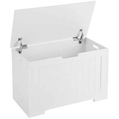VASAGLE Coffre de Rangement, Banc Chaussures, Meuble Entrée, avec 2 Charnières de Sécurité, Style Moderne, 40 x 76 x 48 cm, pour Couloir, Chambre, Salon, Blanc LHS11WT - Publicité VASAGLE Coffre de Rangement, Banc Chaussures, Meuble Entrée, avec 2 Charnières de Sécurité, Style Moderne, 40 x 76 x 48 cm, pour Couloir, Chambre, Salon, Blanc LHS11WT - Publicité