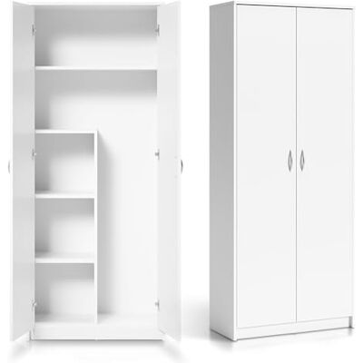 Home Collective Armoire Multi-usages Blanche 74 cm L x 180 cm H avec étagères et Compartiment supplémentaire, Rangement Pratique en MDF pour Maison ou Bureau - Publicité Home Collective Armoire Multi-usages Blanche 74 cm L x 180 cm H avec étagères et Compartiment supplémentaire, Rangement Pratique en MDF pour Maison ou Bureau - Publicité