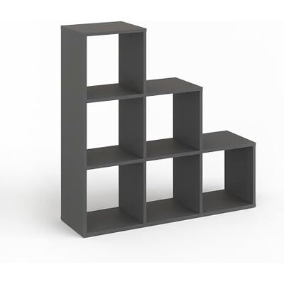 Komto Bibliothèque Escalier Anthracite – Meuble Cube de Rangement 6 Cases 30x30 cm, Casier en Bois pour Salon, Chambre ou Bureau Étagère Vexo - Publicité Komto Bibliothèque Escalier Anthracite – Meuble Cube de Rangement 6 Cases 30x30 cm, Casier en Bois pour Salon, Chambre ou Bureau Étagère Vexo - Publicité