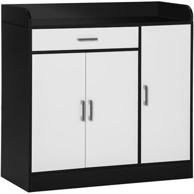 HOMCOM Meuble de Cuisine Moderne en MDF avec 2 armoires, 1 tiroir et des étagères réglables, 90x40x90 cm, Noir et Blanc - Publicité HOMCOM Meuble de Cuisine Moderne en MDF avec 2 armoires, 1 tiroir et des étagères réglables, 90x40x90 cm, Noir et Blanc - Publicité