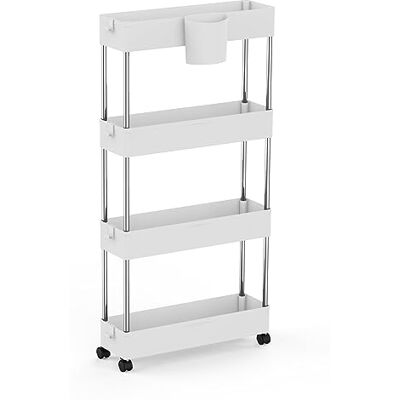 LANTUS Étagère de Cuisine roulante, Chariot de Cuisine,Étagère de Rangement Fine, Meuble de Cuisine, Meuble de Rangement à roulettes, Etagère pour Cuisine Rangement 86x12,5x40cm (Blanc) - Publicité LANTUS Étagère de Cuisine roulante, Chariot de Cuisine,Étagère de Rangement Fine, Meuble de Cuisine, Meuble de Rangement à roulettes, Etagère pour Cuisine Rangement 86x12,5x40cm (Blanc) - Publicité