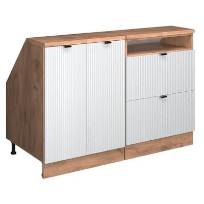 Vicco Meuble sous Pente R-Line, Blanc cannelé, 120cm Lot de 2 caissons 60 cm de Profondeur, Convient aux Murs inclinés et à Une Installation de Cuisine Variable - Publicité Vicco Meuble sous Pente R-Line, Blanc cannelé, 120cm Lot de 2 caissons 60 cm de Profondeur, Convient aux Murs inclinés et à Une Installation de Cuisine Variable - Publicité