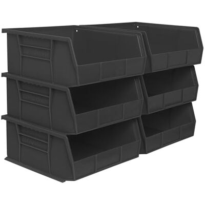 Akro-Mils 30235 AkroBins Plastic Storage Bins, Space-Saving Stackable Bins for Garage, Pantry, Craft Organization, 27,6 cm x 27,9 cm x 12,7 cm, Black, 6-Pack - Publicité Akro-Mils 30235 AkroBins Plastic Storage Bins, Space-Saving Stackable Bins for Garage, Pantry, Craft Organization, 27,6 cm x 27,9 cm x 12,7 cm, Black, 6-Pack - Publicité