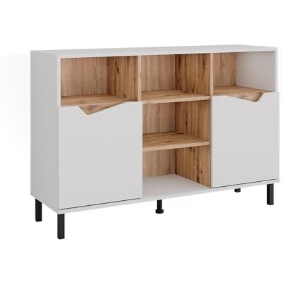 Vicco Commode Marelle, Blanc/Artisan, 120x81.3cm avec 2 Portes, pour Le Rangement de vêtements, de Livres ou d’Objets ménagers - Publicité Vicco Commode Marelle, Blanc/Artisan, 120x81.3cm avec 2 Portes, pour Le Rangement de vêtements, de Livres ou d’Objets ménagers - Publicité