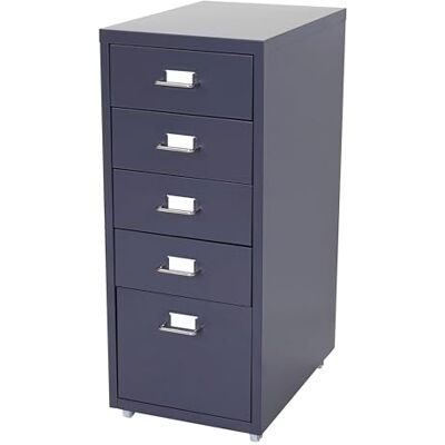 Décoshop26 Caisson à tiroirs Meuble de Rangement Bureau sur roulettes 69x28x41cm 5 tiroirs Acier Gris foncé 04_0004358 - Publicité Décoshop26 Caisson à tiroirs Meuble de Rangement Bureau sur roulettes 69x28x41cm 5 tiroirs Acier Gris foncé 04_0004358 - Publicité