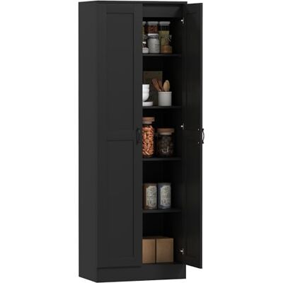 HOMCOM Armoire 2 Portes Meuble de Rangement avec 5 étagères, Style Contemporain, multifonctionnelle pour Chambre, Bureau, Cuisine, 60L x 36,5l x 175H cm, Noir - Publicité HOMCOM Armoire 2 Portes Meuble de Rangement avec 5 étagères, Style Contemporain, multifonctionnelle pour Chambre, Bureau, Cuisine, 60L x 36,5l x 175H cm, Noir - Publicité