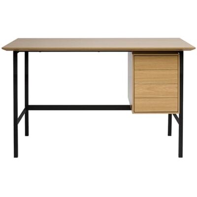 Miliboo Bureau Industriel Finition Bois chêne et métal Noir avec rangements 2 tiroirs L120 cm Maxence - Publicité Miliboo Bureau Industriel Finition Bois chêne et métal Noir avec rangements 2 tiroirs L120 cm Maxence - Publicité