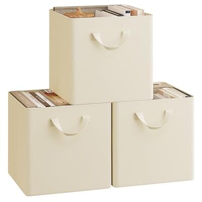WOLTU Lot de 3 Cubes de Rangement Pliables, Boîtes de Rangement en Tissu, avec Poignée et Cadre en Métal, Crème, 29,5x29,5x28,5cm - Publicité WOLTU Lot de 3 Cubes de Rangement Pliables, Boîtes de Rangement en Tissu, avec Poignée et Cadre en Métal, Crème, 29,5x29,5x28,5cm - Publicité
