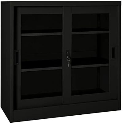 Armoire à portes coulissantes en acier noir vidaXL - 90x40x90 cm - Publicité Armoire à portes coulissantes en acier noir vidaXL - 90x40x90 cm - Publicité