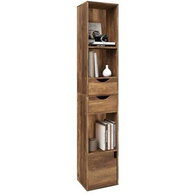 WOLTU Bibliothèque Étagère Colonne, Bibliothèque Verticale avec 5 Compartiments Ouverts, 2 Tiroirs et 1 Casier, Meuble de Rangement Polyvalent, Bois Artificiel, Chêne Brun, 30x24x158cm - Publicité WOLTU Bibliothèque Étagère Colonne, Bibliothèque Verticale avec 5 Compartiments Ouverts, 2 Tiroirs et 1 Casier, Meuble de Rangement Polyvalent, Bois Artificiel, Chêne Brun, 30x24x158cm - Publicité
