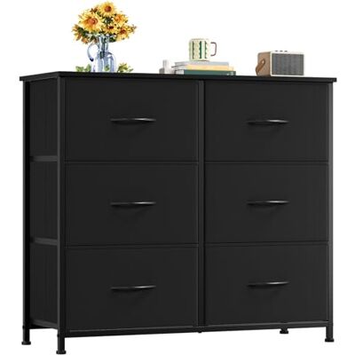 Somdot Commode Chambre, Meuble en Tissu avec Cadre en Acier, Tour de Rangement pour Adult Salon Couloir Entrée, 30P x 80L x 71,5H (6 Tiroirs), Noir - Publicité Somdot Commode Chambre, Meuble en Tissu avec Cadre en Acier, Tour de Rangement pour Adult Salon Couloir Entrée, 30P x 80L x 71,5H (6 Tiroirs), Noir - Publicité