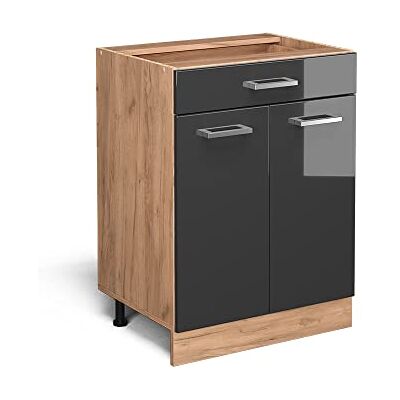 Vicco Meuble Cuisine R-Line, Anthracite Haute Brillance, 60cm avec tiroir, sans PT, pour Une Combinaison Libre au Sein de systèmes de Cuisine modulaires - Publicité Vicco Meuble Cuisine R-Line, Anthracite Haute Brillance, 60cm avec tiroir, sans PT, pour Une Combinaison Libre au Sein de systèmes de Cuisine modulaires - Publicité