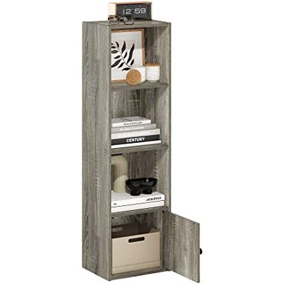 Furinno Luder Bibliothèque à 4 Niveaux avec 1 Porte de Rangement, Chêne Français - Publicité Furinno Luder Bibliothèque à 4 Niveaux avec 1 Porte de Rangement, Chêne Français - Publicité