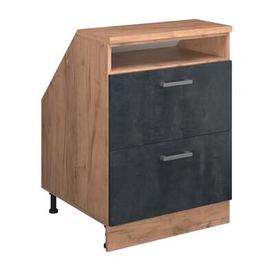 Vicco Meuble sous Pente R-Line, Béton Noir, 60cm 2 tiroirs, 60 cm de Profondeur, pour Une Combinaison Libre au Sein de systèmes de Cuisine modulaires - Publicité Vicco Meuble sous Pente R-Line, Béton Noir, 60cm 2 tiroirs, 60 cm de Profondeur, pour Une Combinaison Libre au Sein de systèmes de Cuisine modulaires - Publicité