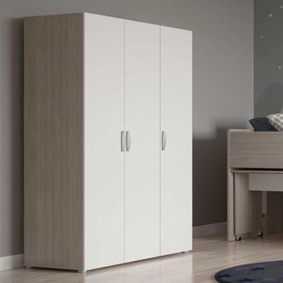 Demeyere Grande Armoire Dressing Avec Penderie 3 Portes 4 Etagères – Coloris Blanc Mat et Chêne Clair 119,1 x 51,3 x 184,8 cm - Publicité Demeyere Grande Armoire Dressing Avec Penderie 3 Portes 4 Etagères – Coloris Blanc Mat et Chêne Clair 119,1 x 51,3 x 184,8 cm - Publicité