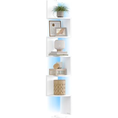 VASAGLE Étagère d’Angle Murale avec Éclairage LED, Étagère de Rangement à 5 Niveaux, pour Chambre, Salon, Salle de Bain, Bureau à Domicile, avec Bouton, Télécommande, Blanc Mat LBC630W01 - Publicité VASAGLE Étagère d’Angle Murale avec Éclairage LED, Étagère de Rangement à 5 Niveaux, pour Chambre, Salon, Salle de Bain, Bureau à Domicile, avec Bouton, Télécommande, Blanc Mat LBC630W01 - Publicité