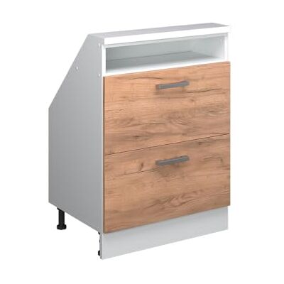 Vicco Meuble de Rangement sous Pente Rion, Chêne de Force doré/Blanc, L60 x P46 cm avec 2 tiroirs, Gain de Place pour Les pièces mansardées - Publicité Vicco Meuble de Rangement sous Pente Rion, Chêne de Force doré/Blanc, L60 x P46 cm avec 2 tiroirs, Gain de Place pour Les pièces mansardées - Publicité
