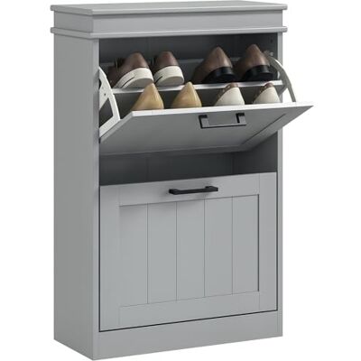 HOMCOM Meuble à Chaussures 10 Paires, Armoire à Chaussures étroite Moderne avec 2 tiroirs rabattables et étagères réglables, pour Couloir et entrée, 54 x 24 x 82,5 cm, Gris - Publicité HOMCOM Meuble à Chaussures 10 Paires, Armoire à Chaussures étroite Moderne avec 2 tiroirs rabattables et étagères réglables, pour Couloir et entrée, 54 x 24 x 82,5 cm, Gris - Publicité