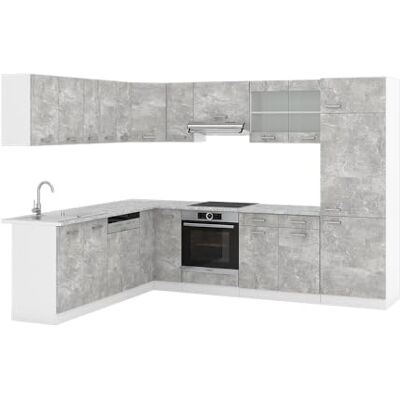 Vicco Cuisine en Angle R-Line, Béton, 287x46cm sans PT, Extensible de manière Flexible avec des éléments modulaires - Publicité Vicco Cuisine en Angle R-Line, Béton, 287x46cm sans PT, Extensible de manière Flexible avec des éléments modulaires - Publicité