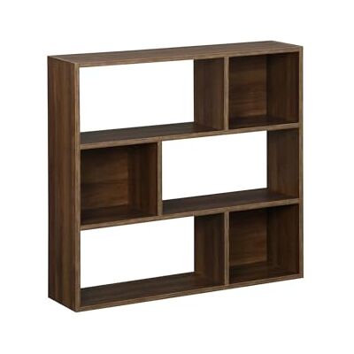 sweeek Etagère bibliothèque Noyer Pieter 3 étagères 6 Compartiments de Rangement - Publicité sweeek Etagère bibliothèque Noyer Pieter 3 étagères 6 Compartiments de Rangement - Publicité