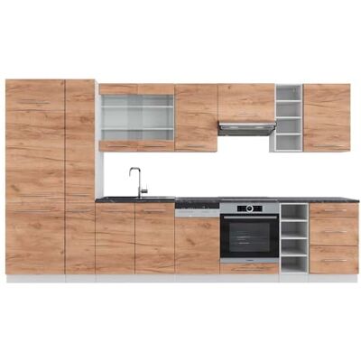 Vicco Cuisine Fame-Line, Chêne doré/Blanc, 355cm, PT Anthracite, adapté à Une Extension individuelle avec des modules supplémentaires - Publicité Vicco Cuisine Fame-Line, Chêne doré/Blanc, 355cm, PT Anthracite, adapté à Une Extension individuelle avec des modules supplémentaires - Publicité
